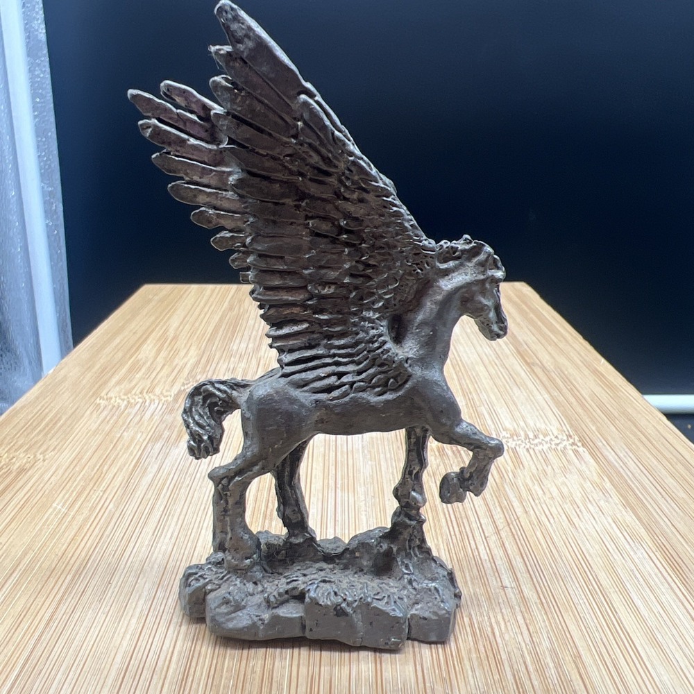 Pewter Pegasus Miniature Statue Winged Flying Horse Fantasy Mythical